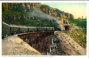 JOHNSON'S CANYON, ARIZONA - KALIFORNIEN BEGRENZTER ZUG - ALTE POSTKARTE - Bild 1 von 2