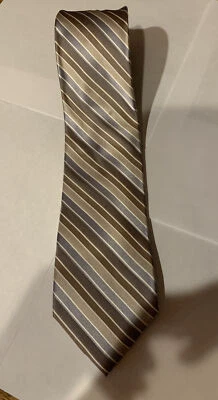 Corbata Croft & Barrow para hombre a rayas tonos tierra marrón gris plata Foto 1 de 3