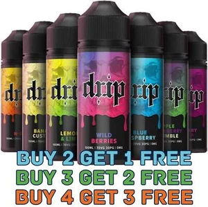 E-Liquid 100ml Vape Juice Premium 0mg Drip Max 70/30 VG/PG No Nicotine Shortfill - Picture 1 of 55