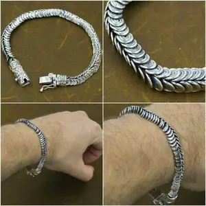 Tribal Snake Art 925 Sterlingsilber AG authentisches echtes Herrenarmband 8,5 10" - Bild 1 von 10