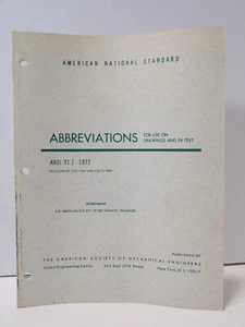 ASME 1972 Abreviaturas manuales de ingenieros mecánicos para dibujo y texto 061124WT2 - Imagen 1 de 4