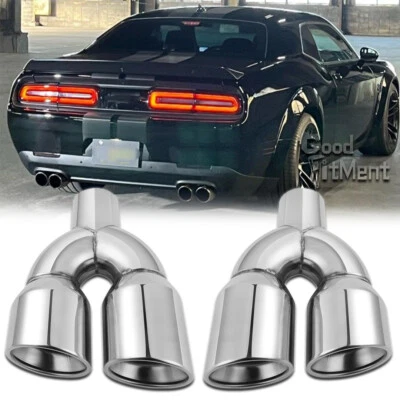 2X 9.7" Long Quad Exhaust Tip Tail Pipe 2.5" Inlet 3.5" Out For Dodge Challenger - Image 1 of 4