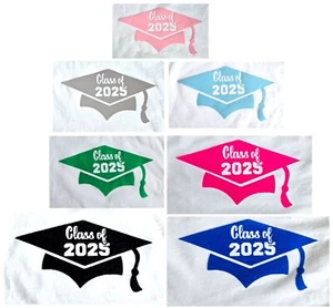 Graduation Cap School leavers class of 2025 diy iron on text heat transfer patch - Picture 1 of 12