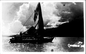 Sailing Boat On Lake Chapala Jalisco Mexico Lake At Sunset View 1930's RPPC - Picture 1 of 1