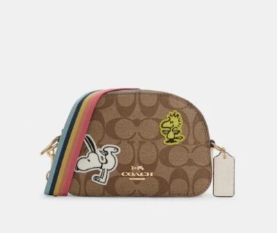 NWT Coach X Peanuts Mini Serena Satchel In Signature Canvas With Varsity Patches - Image 1 of 4