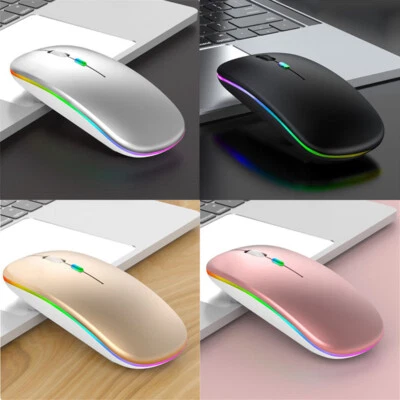 Rechargeable+Usb Optical Wireless Led Mice For Light Mouse Pc Laptop Cordless - Image 1 of 4