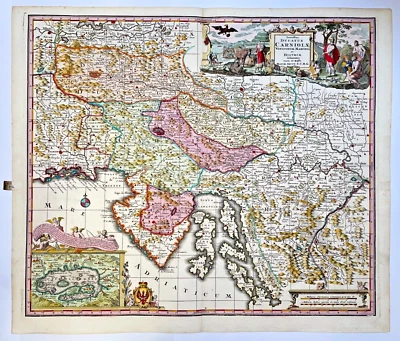 SLOVENIA CROATIA BALKANS MATTHAUS SEUTTER 1740 LARGE ANTIQUE MAP 18TH CENTURY - Image 1 of 4