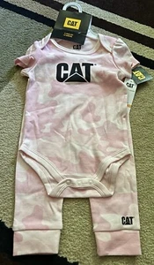 Caterpillar CAT 3 Piece Set - Pink Camo Bodysuit, Pants & Beanie 12M NWT - Picture 1 of 11