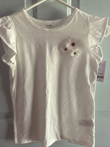 carter’s kid girls shirt 10 ivory flower accent NWT - Picture 1 of 9