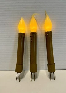 VTG Electric Flickering Candles Set Of 3 Battery Powered 8.5” Brown - Picture 1 of 7
