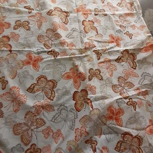 Crochet Edge Butterfly Tablecloth Fall Spring 91" Oblong Orange and Brown Tones - Picture 1 of 5
