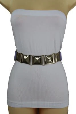 Cinturón Mujer Moda Occidental Metal Dorado Hebilla Cuadrada Cintura Lavanda Talla S M Foto 1 de 4