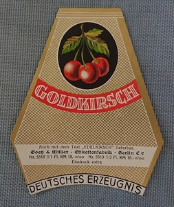 Old Schnapps Label Sample Label Gold Cherry Label Goetz & Müller Berlin - Picture 1 of 2