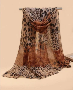 Damen XL 150 cm x 50 cm hellbraun/beige Leopardenmuster Bandana Kopf Quadrat Schal DV1017 - Bild 1 von 10