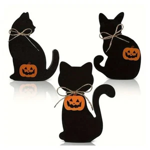 1 Set - Halloween Deko Indoorr%2C Retro schwarze Katze Deko - Bild 1 von 12