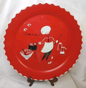 Vtg Come 'N Get It! Red BBQ Large Metal Tray MCM Marcelline Stoyke 19" - Picture 1 of 10