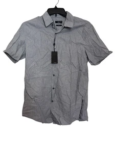 Camisa Hugo Boss Calce Ajustado Para Hombre Manga Corta Abotonada Talla Grande Gris Rayas - Imagen 1 de 5