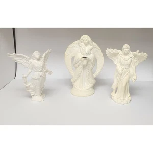 Bisque Ceramic Figurines Angels with Horn Ready To Paint Christmas, Holiday Deco - Picture 1 of 24