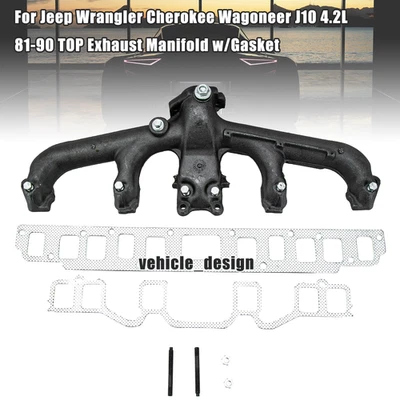 For Jeep Wrangler Cherokee Wagoneer J10 81-90 Top Exhaust Manifold w/Gasket 4.2L Foto 1 de 4