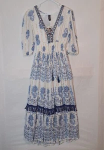 Me 2 Magic Anthropologie Womens Maxi Dress New Size Small floral White/Blue - Picture 1 of 15