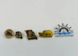 5 Pins Lapel Hat Misc Missouri State Shape Gold-Tone MACA Lake of the Ozarks - Picture 1 of 5