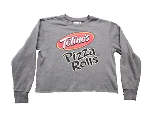 Totinos Pizza Rolls Graphic Gray Sweater Womens SIZE Medium Long Sleeve - Crop - Picture 1 of 8