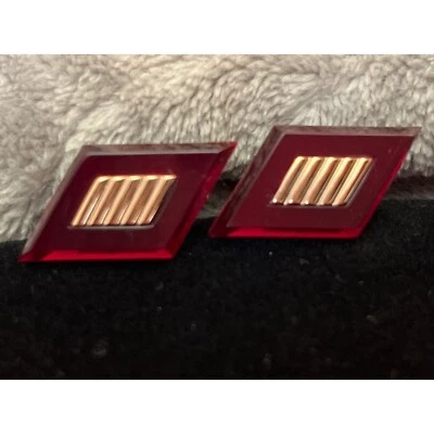 Vintage marked Hickok Red Lucite and Gold-tone Cufflinks - Image 1 of 4