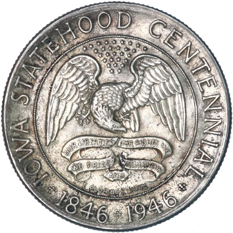 1946 (P) Iowa Classic Commemorative Half Dollar 90% Silver AU See Pics V703 Cover