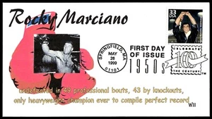 1999 FDC Rocky Marciano World Heavyweight Champion WII Cachet - Picture 1 of 2