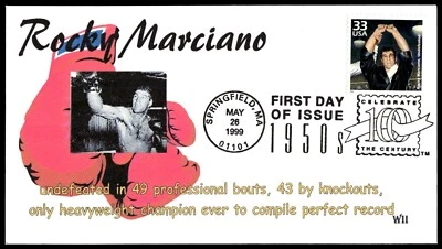 1999 FDC Rocky Marciano World Heavyweight Champion WII Cachet - Image 1 of 2