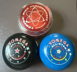 Lot of 3 Vintage YOMEGA HIGH PERFORMANCE & ALL-STAR YO-YOs - Picture 1 of 5