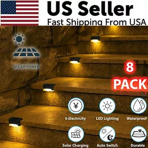 8 Pack New Solar Deck Lights Outdoor Waterproof LED Steps Lamps For Stairs Fence - Picture 1 of 12