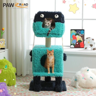 PAWZ Road 2 in 1 Kratzbaum Monster Katzenhaus Katzenbaum Sisal mit 2 Höhle 108cm - Bild 1 von 4
