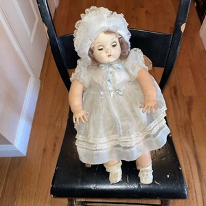Vintage Madame Alexander Little Genius 19” Doll Blue Eyes Rubber Arms& Legs -Tag - Picture 1 of 18