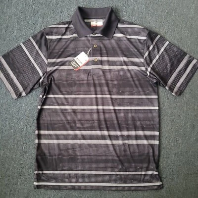 Men's Grand Slam Short Sleeve Polo Golf Shirt Striped Black Small - Image 1 of 3