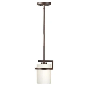 Forte Lighting Halo 1 Light Mini Pendant, Bronze/Satin Opal - 2767-01-32 - Picture 1 of 1
