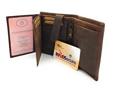 JOCKEY CLUB echt Büffel Voll-Leder Geldbörse Portemonnaie Geldbeutel RFID NFC Schutz