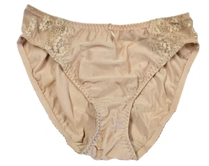 VINTAGE WACOAL 841124 ~ NATURALLY NUDE ~ NYLON & LACE HI-CUT BRIEF PANTIES XL - Picture 1 of 7