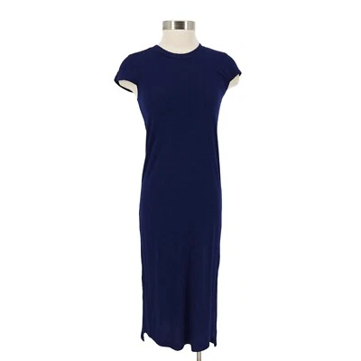 Jessica Simpson Brees Midi Shirt Dress Navy Blue Short Sleeve Crew Neck Women XS - Image 1 of 4