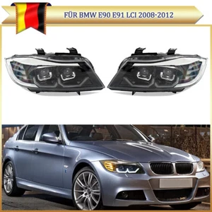 LED FRONTSCHEINWERFER FÜR BMW E90 E91 LCI 08-12 SCHWARZ SPORTOPTIK Klarglas - Bild 1 von 10