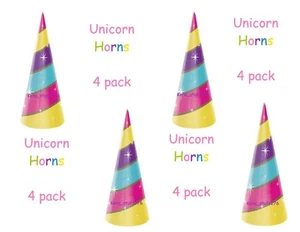 Magical Unicorn Horns Birthday Party Favors, 4pc Rainbow Unicorn Party Hats NEW - Picture 1 of 1
