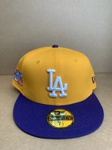 LOS ANGELES DODGERS FITTED NEW ERA 59FIFTY SIZE 7 1/2 Purple And Gold - Picture 1 of 6