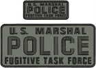 US MARSCHALL POLICE F AUFGABE F STICKAUFNÄHER 4,75X11 und 2x5 Zoll Haken auf der Rückseite