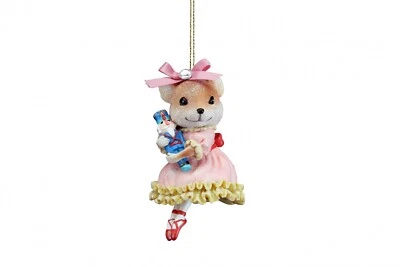 Gisela Graham Resin Ballerina Mouse with Nutcracker - Christmas Tree Decoration