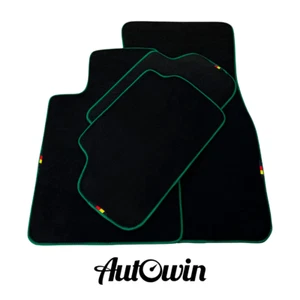 AutoWin Black Floor Mats for BMW 3 Series G21 5-door Wagon 2020-2025 Green Trim - Picture 1 of 13