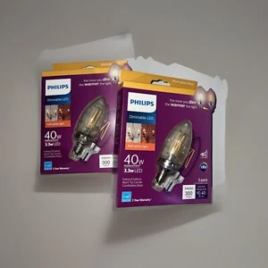 2 PACK (6 CT) Philips LED Bulb Warm Glow Soft White 40 Watt DIMMABLE - Picture 1 of 2