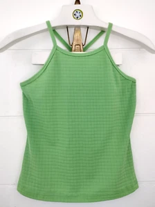 Vtg 90s Y2k Esprit Green Boho Waffle Knit Spaghetti Strap High Neck Tank Top S/M - Picture 1 of 13