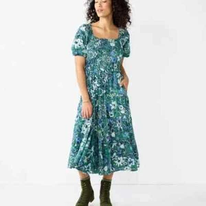 Sonoma Smocked Tiered Floral Midi Dress Peasant Boho Women's Plus Sz 3X - Picture 1 of 8