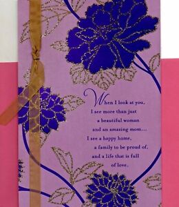Happy Mother's Day Amazing Wife Partner  Purple Floral Hallmark Greeting Card