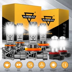 AUXBEAM 9005+H11+H11 H8 Combo LED Headlight High+Low Beam+Fog Bulbs 6500K 3Pairs - Picture 1 of 12